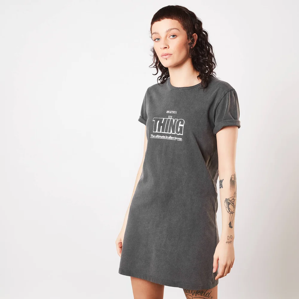 The Thing Nobody Trusts Anybody Women's T-Shirt Dress - Zwart Acid Wash - M Afbeelding 1