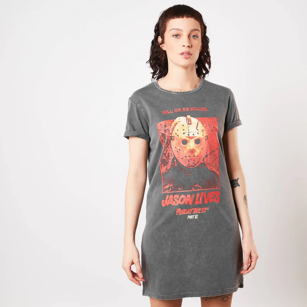 Friday the 13th Jason Lives Women's T-Shirt Dress - Navy Acid Wash - XS Afbeelding 1