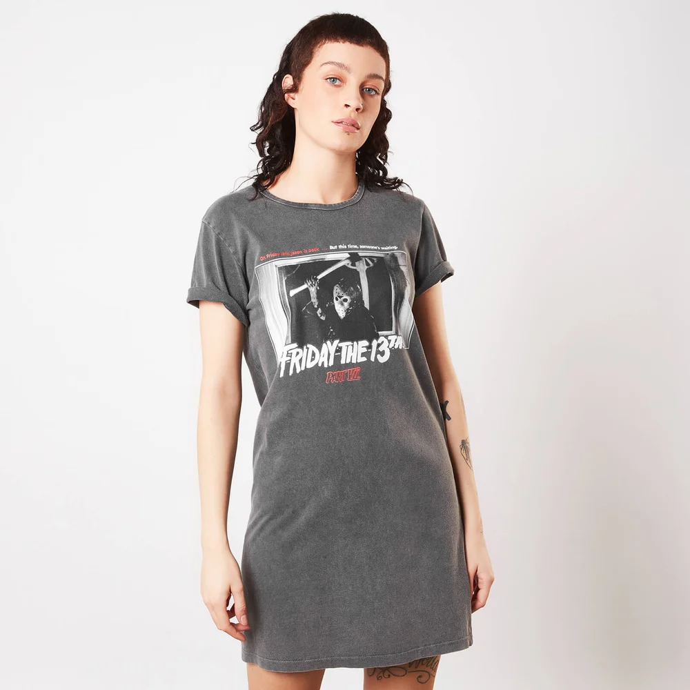 Friday the 13th New Blood Women's T-Shirt Dress - Zwart Acid Wash - M Afbeelding 1