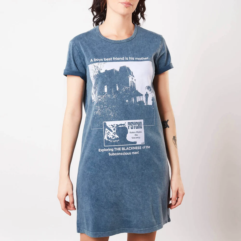 Psycho Mother Knows Best Women's T-Shirt Dress - Navy Acid Wash - XXL Afbeelding 1