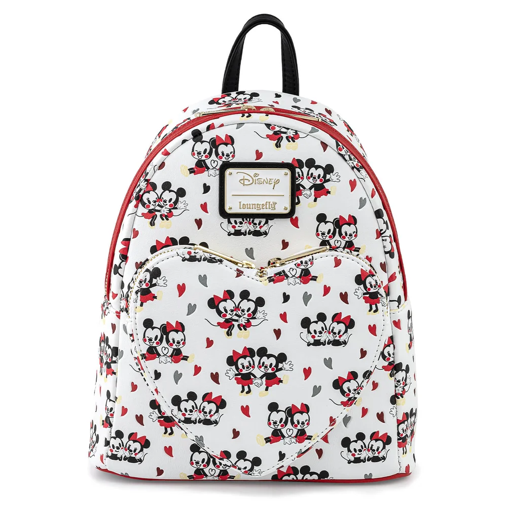 Loungefly Disney Mickey and Minnie Mouse Heart Aop Mini Backpack Afbeelding 1