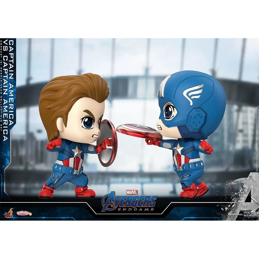 Hot Toys Cosbaby Marvel Avengers: Endgame - Captain America VS Captain America (Set van 2) Figuur Afbeelding 1