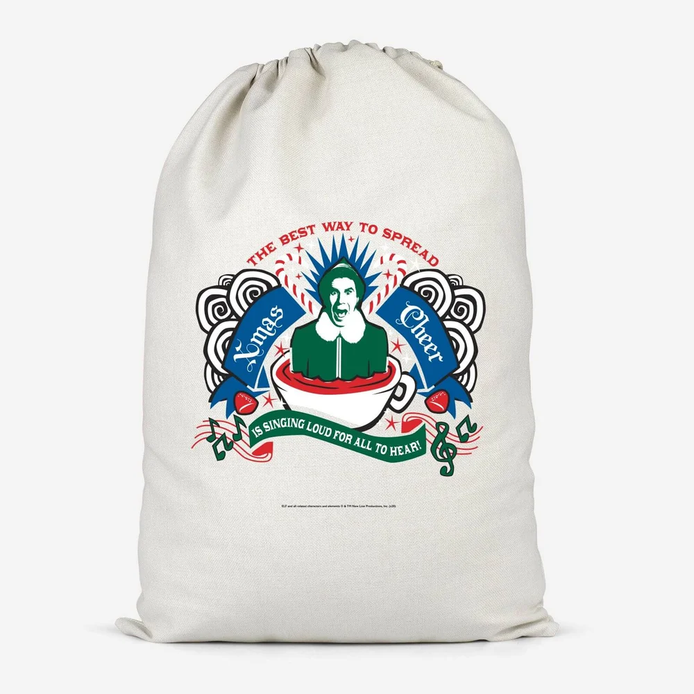 Elf Xmas Cheer Cotton Storage Bag - Small Afbeelding 1