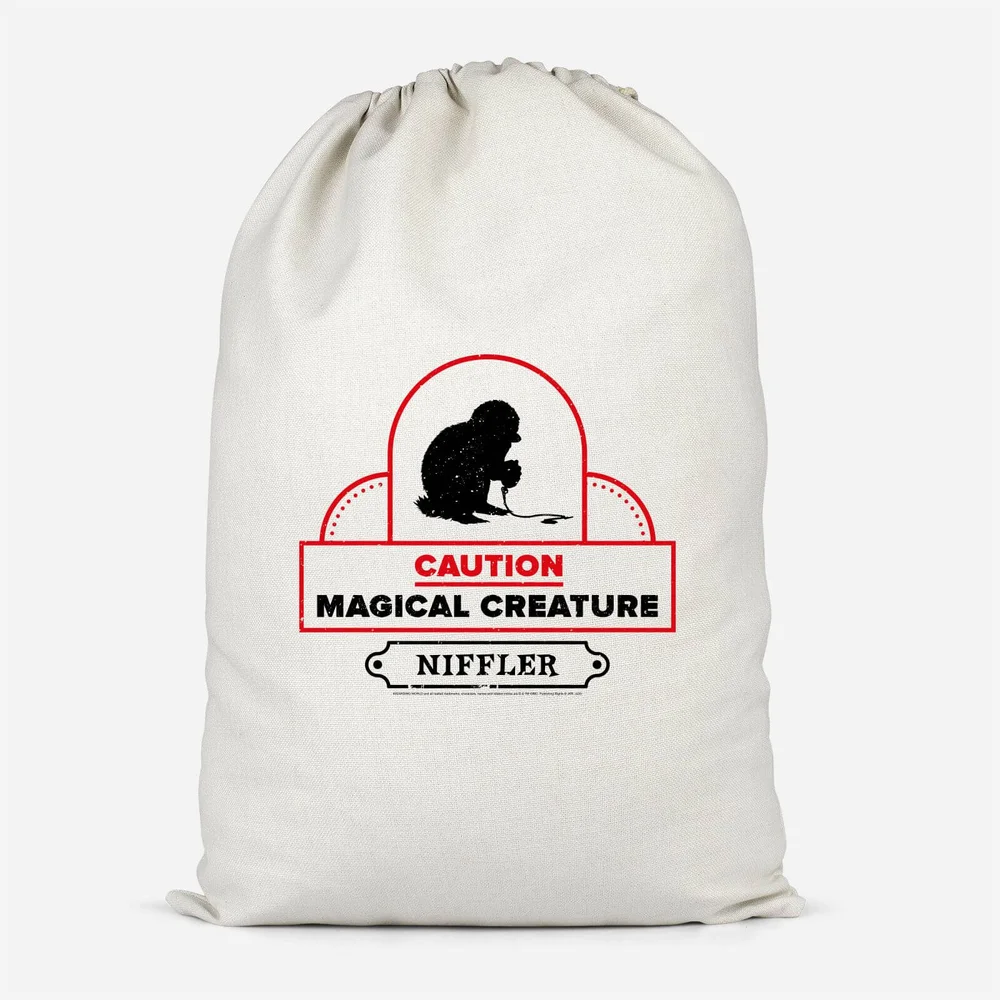 Caution Magical Creature Cotton Storage Bag - Small Afbeelding 1