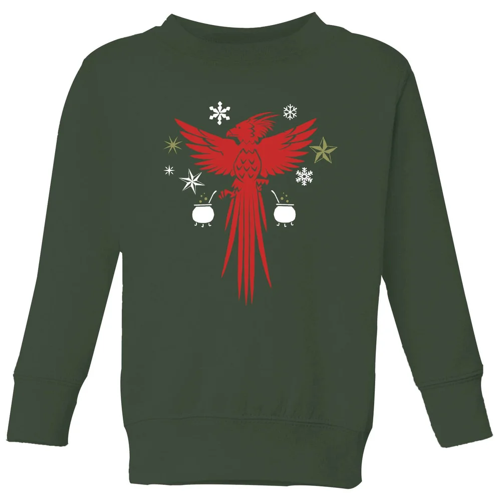 Harry Potter Fawkes Kids' Sweatshirt - Forest Green - 98/104 (3-4 jaar) Afbeelding 1