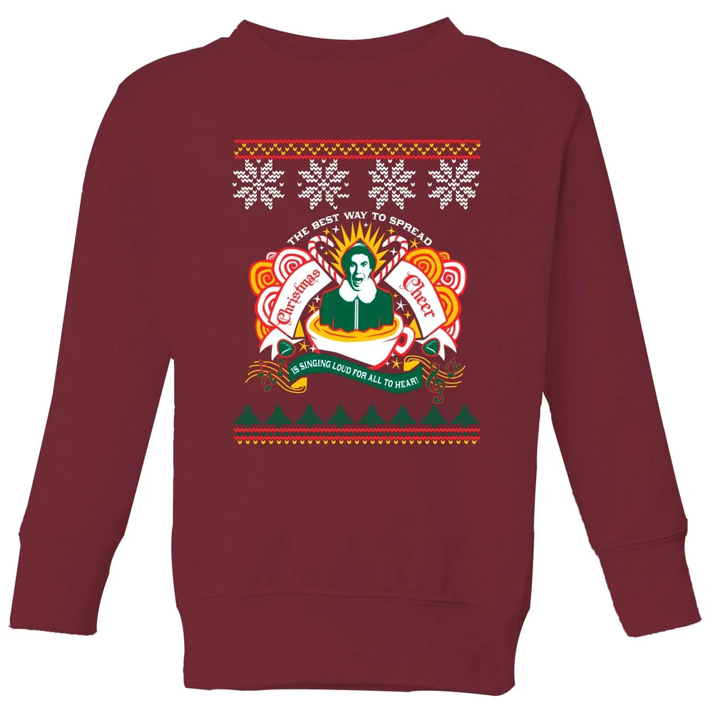 Christmas Cheer Kids' Christmas Jumper - Burgundy - 122/128 (7-8 jaar) Afbeelding 1