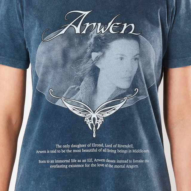 Lord Of The Rings Arwen Lady Of Rivendell Women's T-Shirt Dress - Donker Blauw Acid Wash