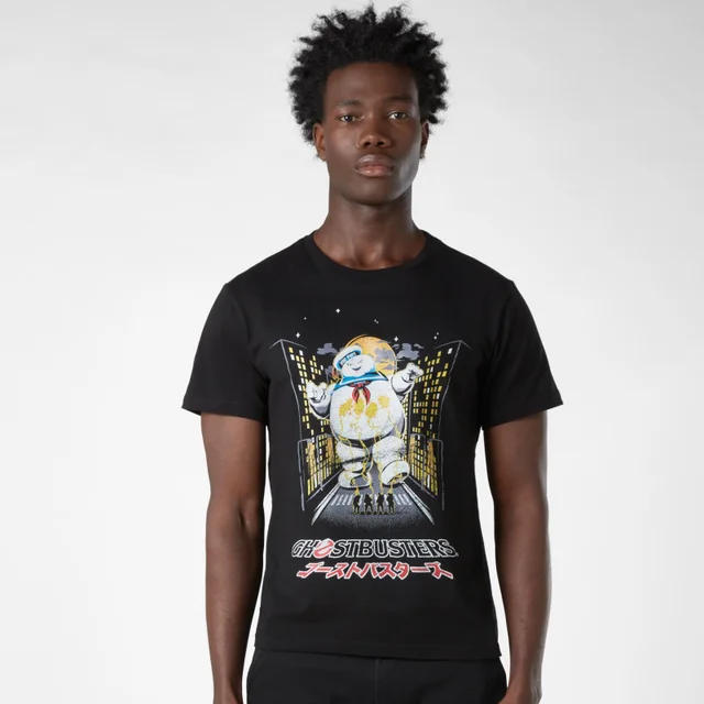Ghostbusters Stay Puft Kanji Attack Men's T-Shirt - Zwart