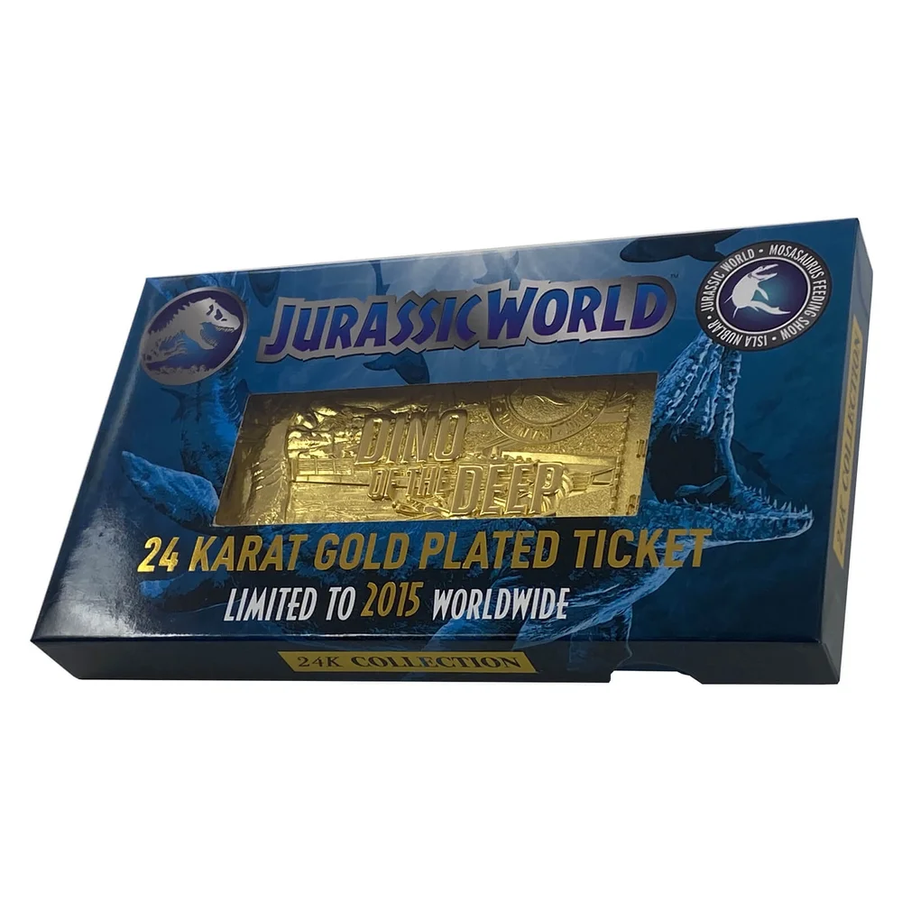Jurassic Park 24k verguld Jurassic World Mosasaurus Ticket Limited Edition Replica - Zavvi Exclusief Afbeelding 1