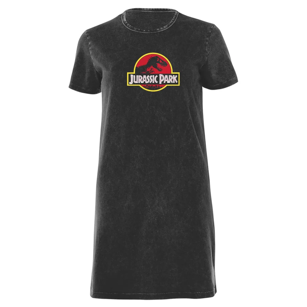 Jurassic Park Classic Women's T-Shirt Dress - Black Acid Wash - M Afbeelding 1