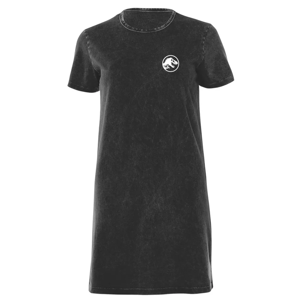 Jurassic Park White Women's T-Shirt Dress - Black Acid Wash - M - Black Acid Wash Afbeelding 1
