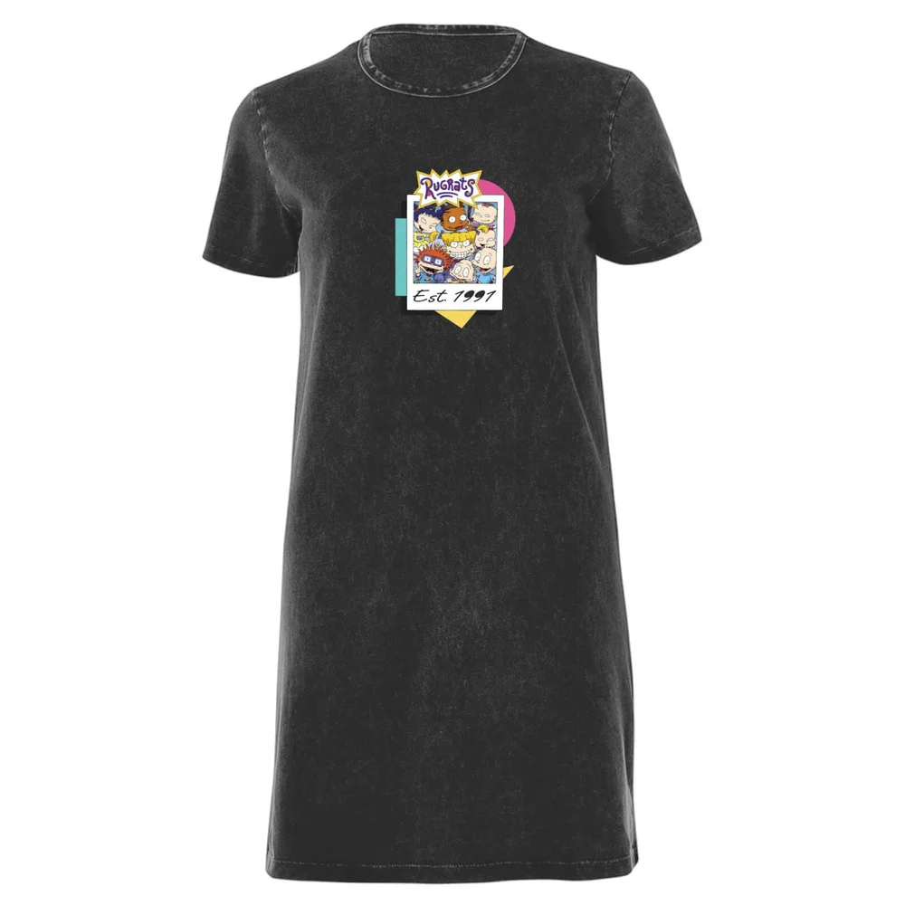 Nickelodeon Rugrats Women's T-Shirt Dress - Black Acid Wash - M - Black Acid Wash Afbeelding 1