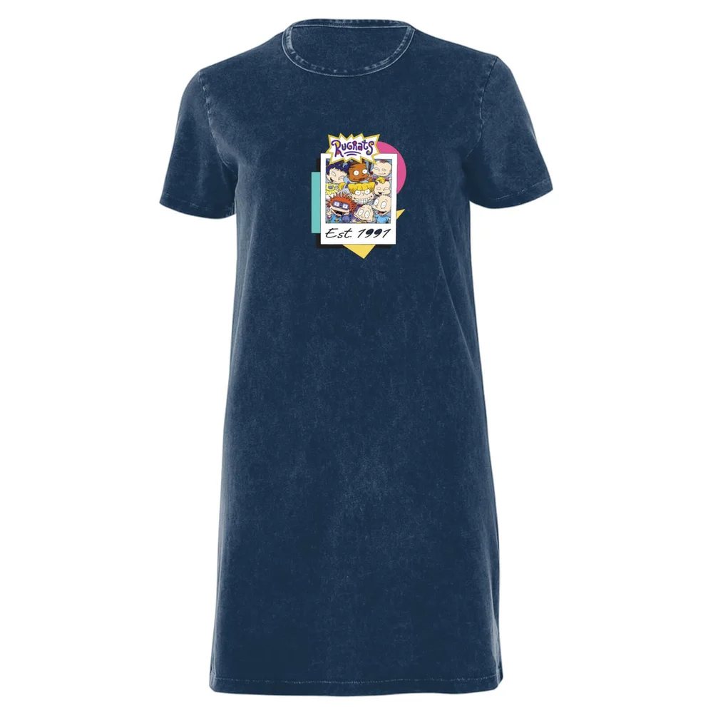 Nickelodeon Rugrats Women's T-Shirt Dress - Navy Acid Wash - XXL Afbeelding 1