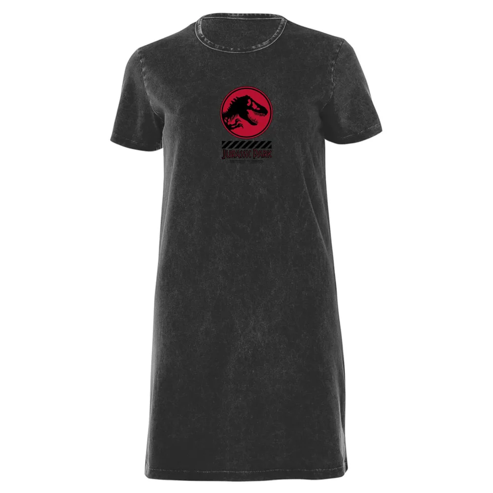 Jurassic Park Women's T-Shirt Dress - Black Acid Wash - M Afbeelding 1
