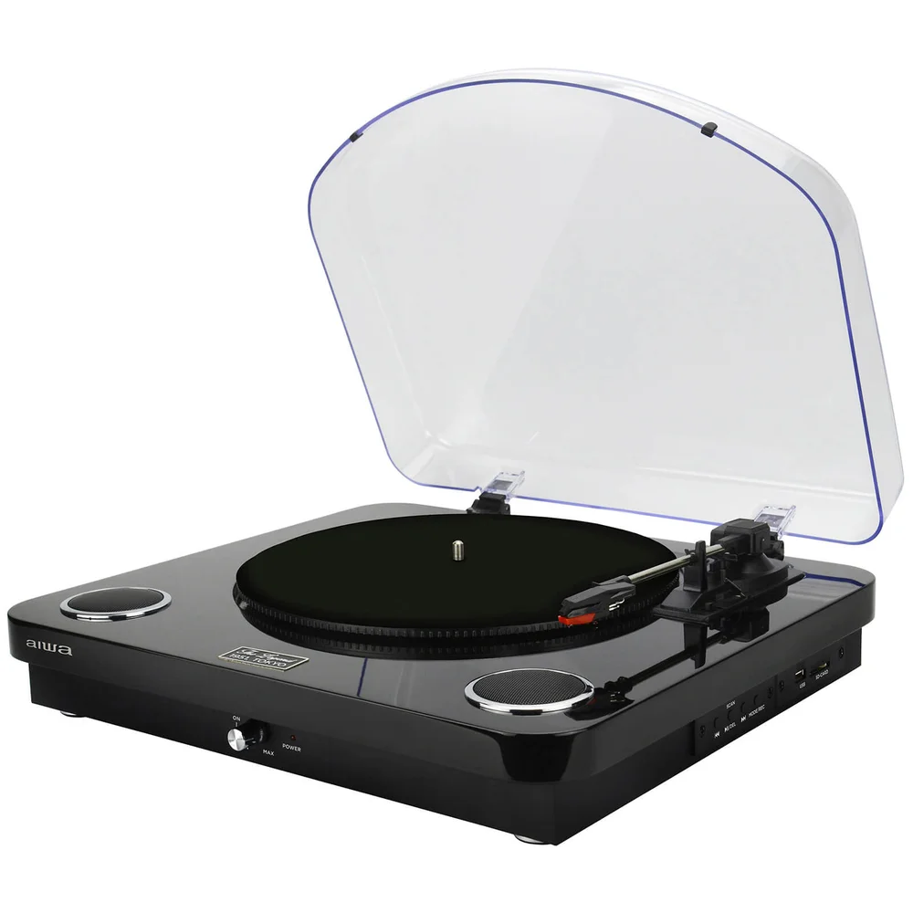 AIWA GBTUR-120BK Music Centre/Record Player with Built in Speakers, FM and Wireless - Black Afbeelding 1