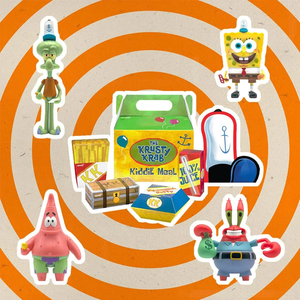 Super7 SpongeBob SquarePants ReAction Actiefiguur 4-Pack Afbeelding 1