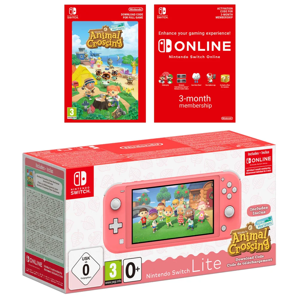 Nintendo Switch Lite (Coral) + Animal Crossing: New Horizons + Nintendo Switch Online 3 Months Afbeelding 1