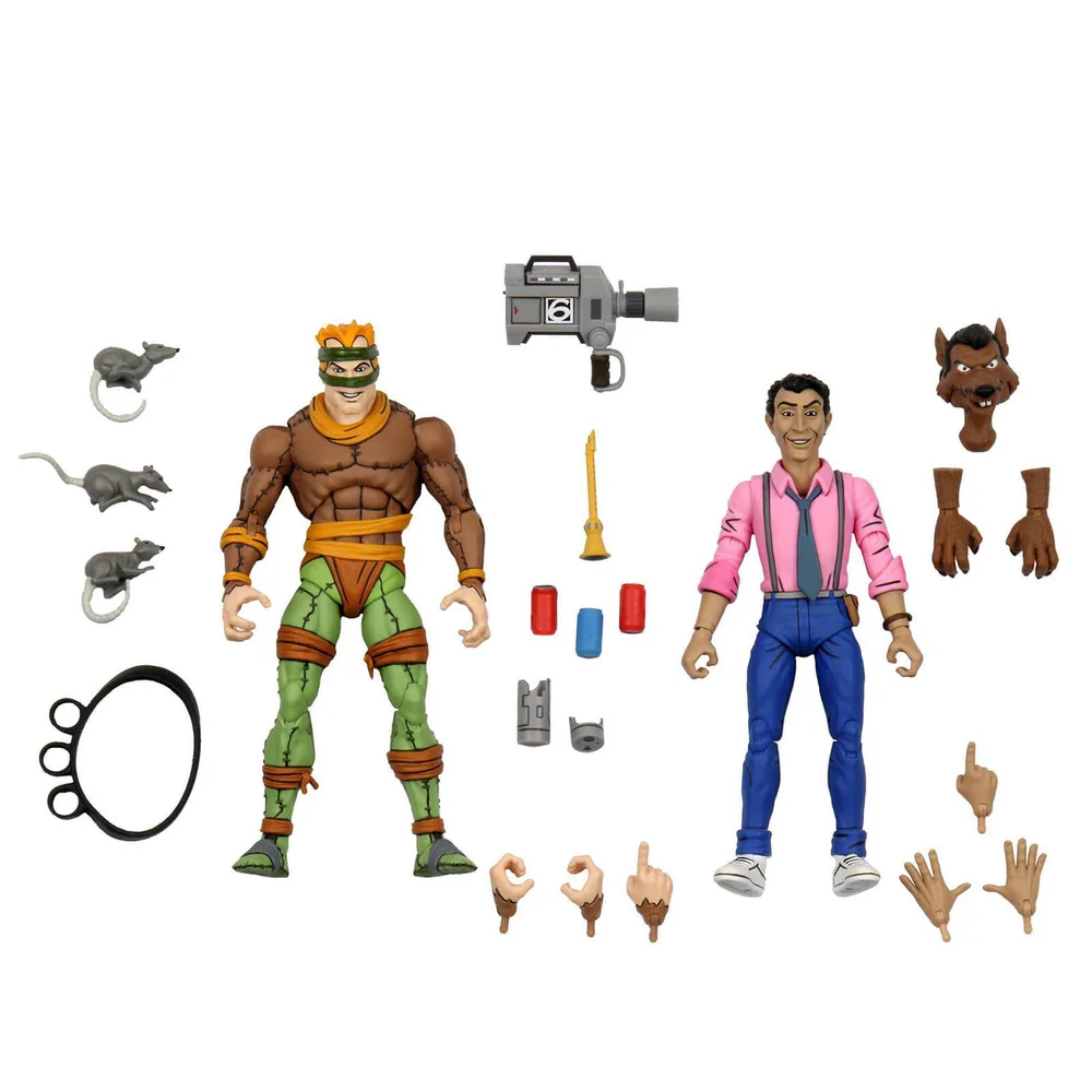 NECA Teenage Mutant Ninja Turtles Cartoon Rat King and Vernon 2 Pack Ultimate 7 Inch Scale Action Figure Afbeelding 1