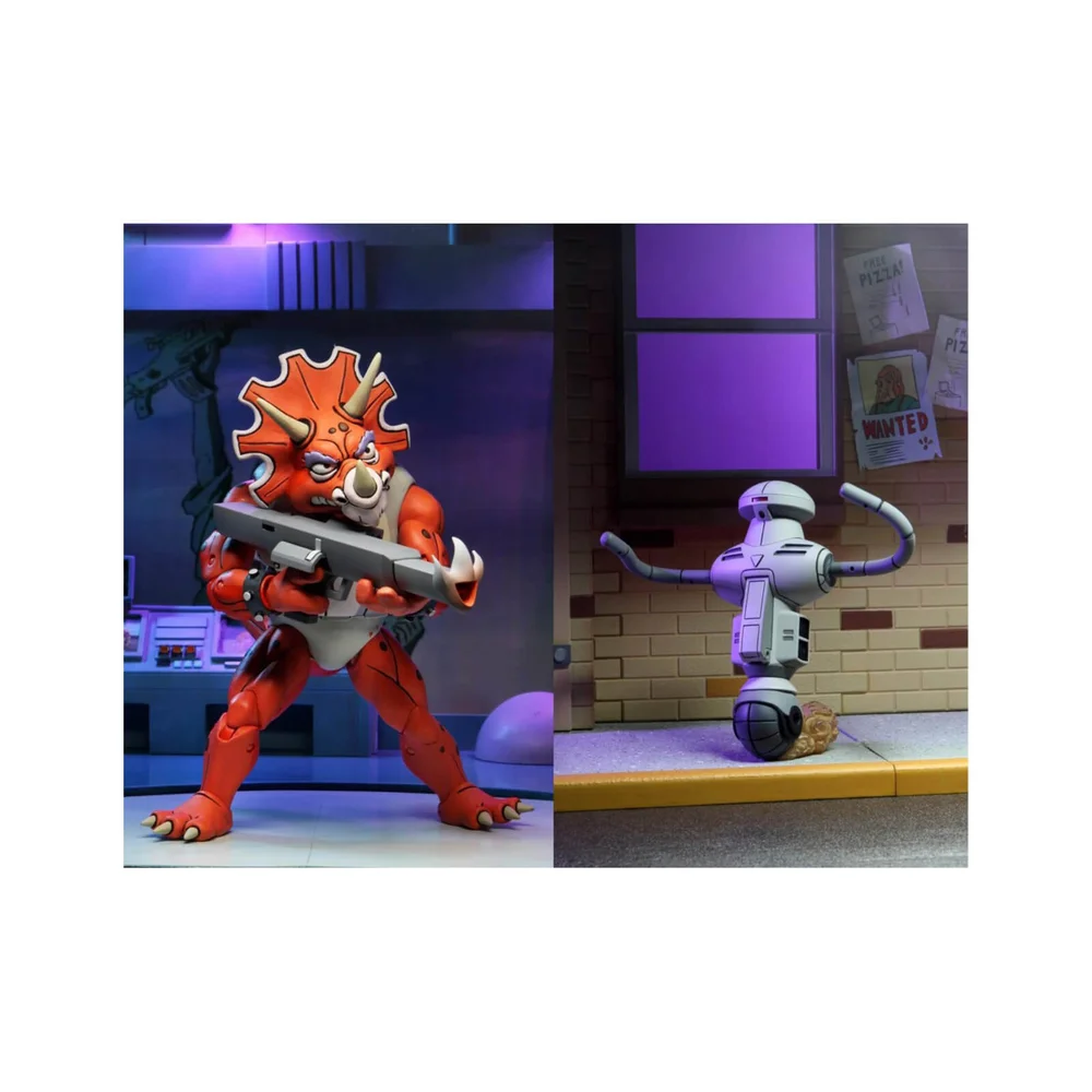 NECA Teenage Mutant Ninja Turtles Cartoon Infantryman and Roadkill Rodney 2 Pack Ultimate 7 Inch Scale Action Figure Afbeelding 1