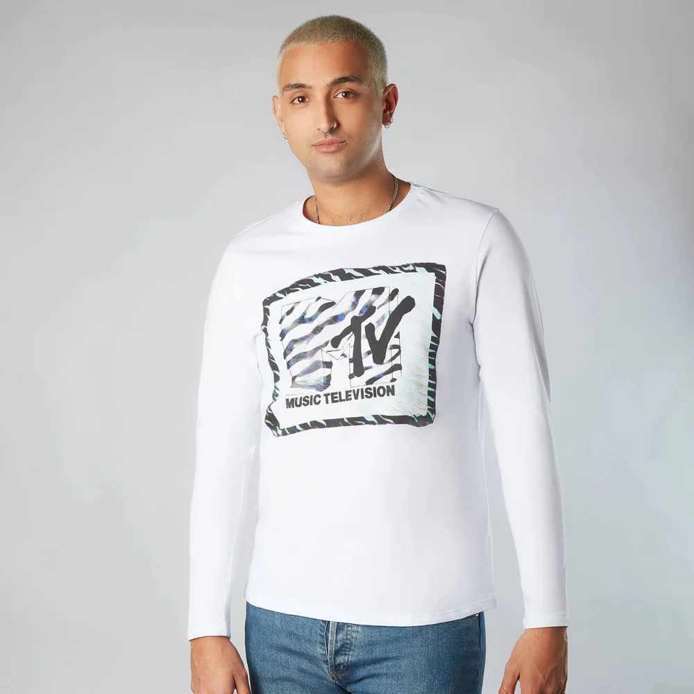 MTV Unisex Long Sleeve T-Shirt - Wit - S Afbeelding 1