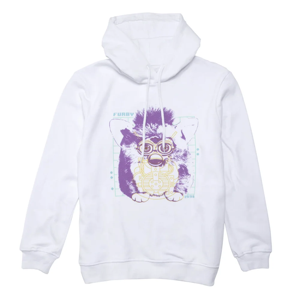 Furby Blue Print Hoodie - White - XXL Afbeelding 1