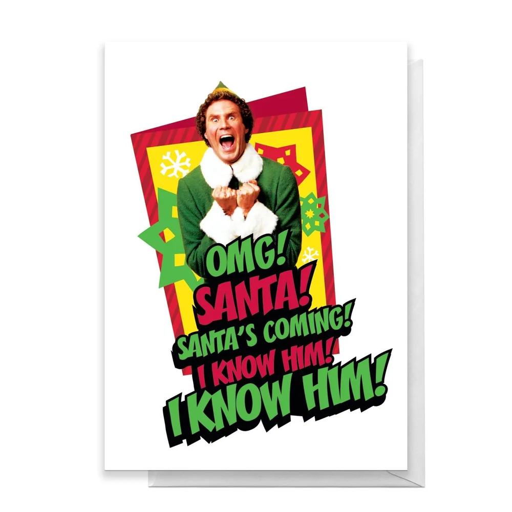 Elf OMG Santa's Coming Greetings Card - Standard Card Afbeelding 1