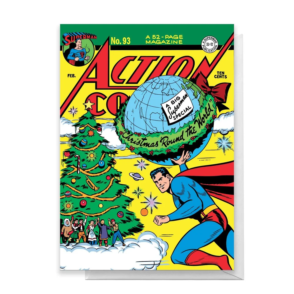 Superman Christmas Tree Greetings Card - Large Card Afbeelding 1