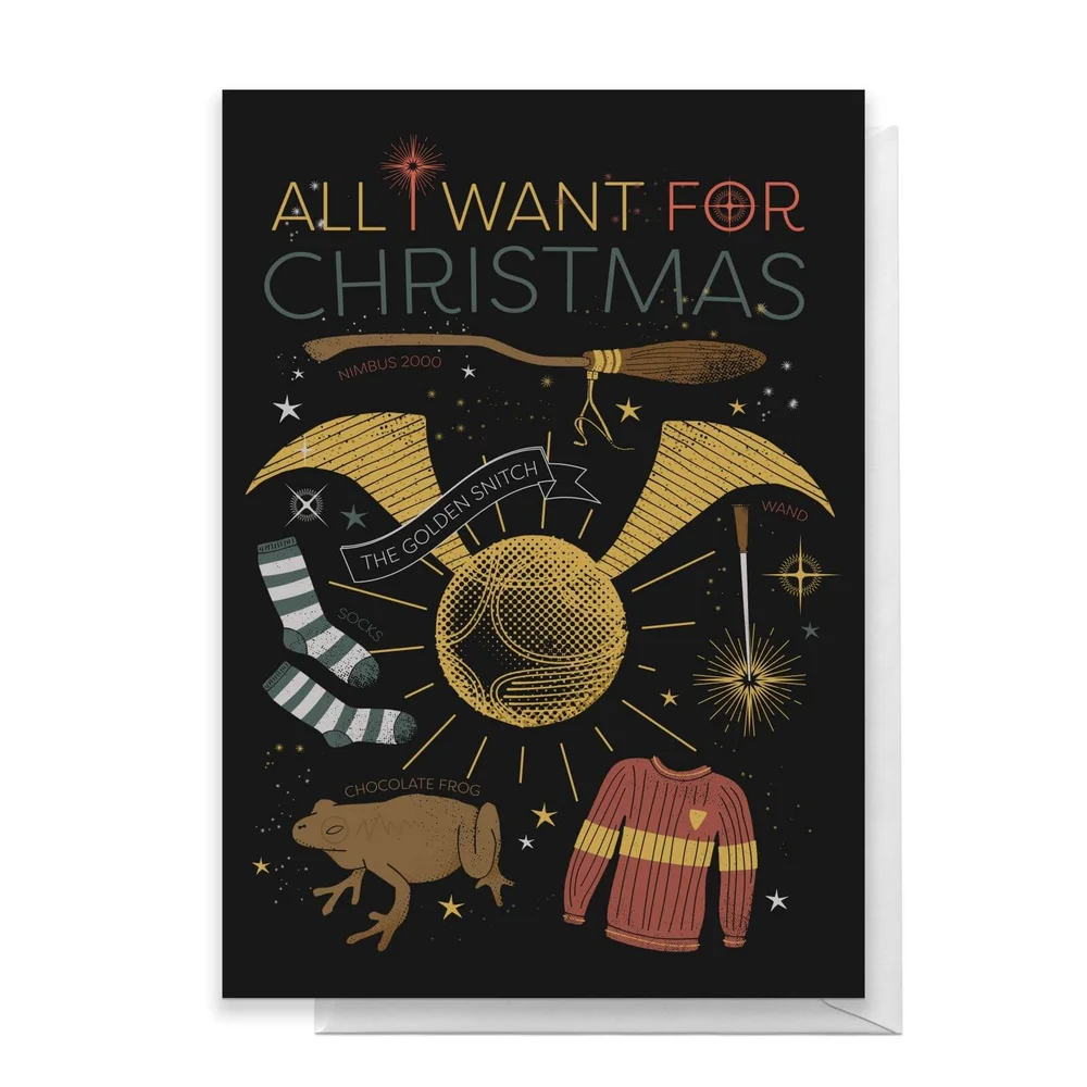Harry Potter All I Want For Christmas Greetings Card - Standard Card Afbeelding 1