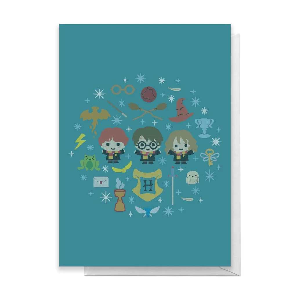 Harry Potter Trio Wreath Greetings Card - Standard Card Afbeelding 1
