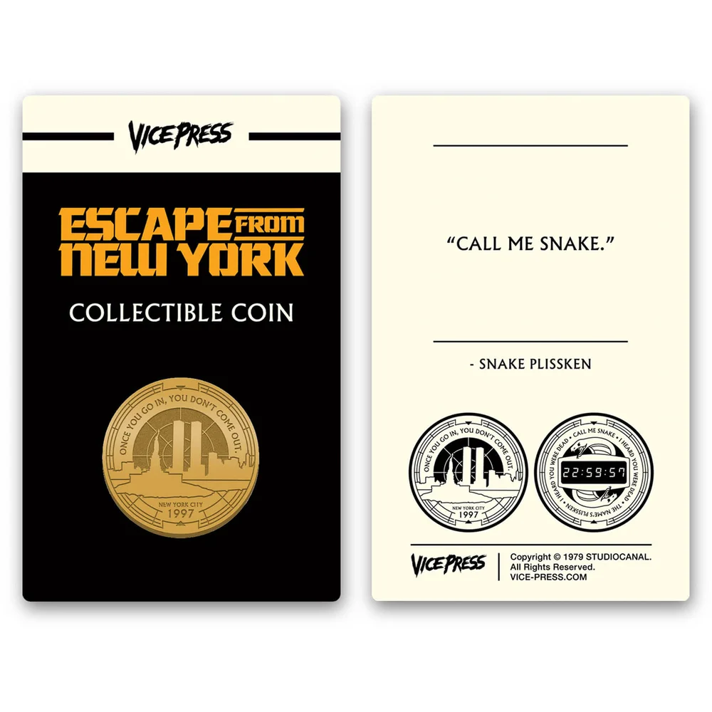 John Carpenter's - Escape From New York Limited Edition Gouden Collector Munt Afbeelding 1