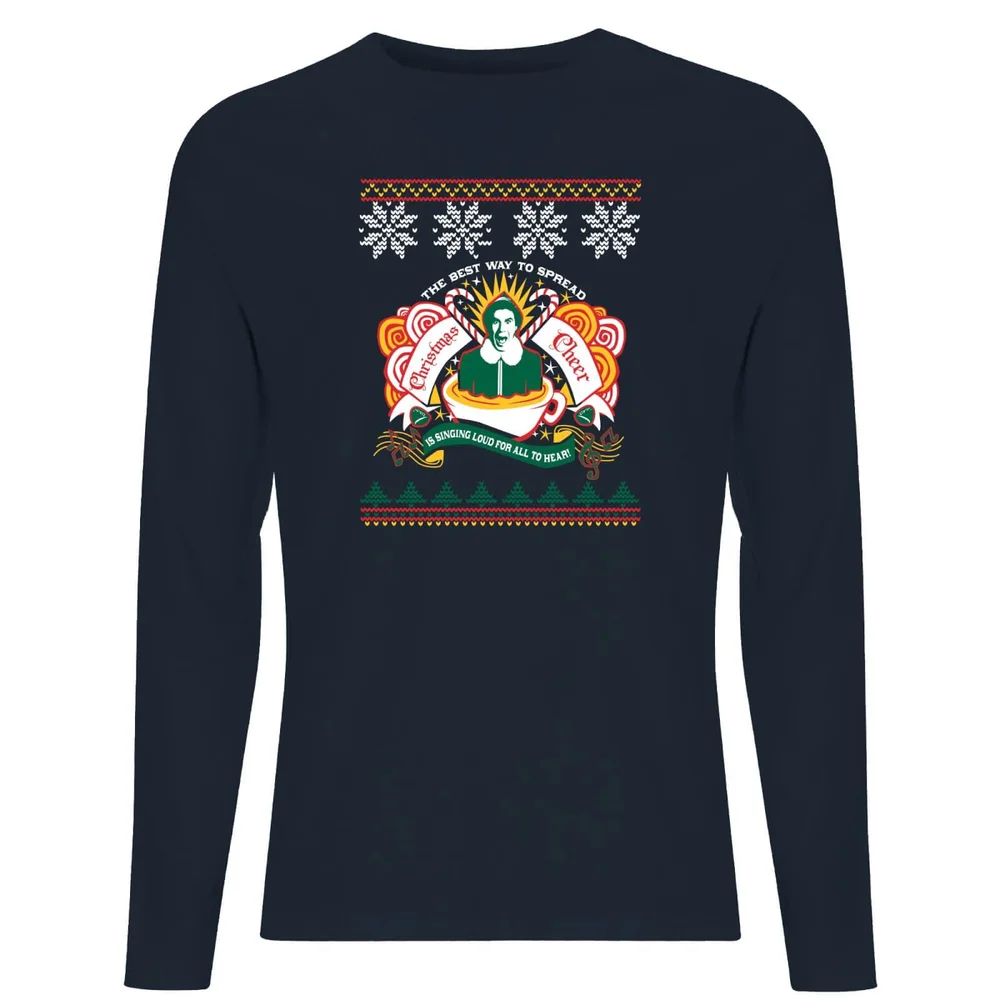 Christmas Cheer Unisex Long Sleeve T-Shirt - Navy - S Afbeelding 1