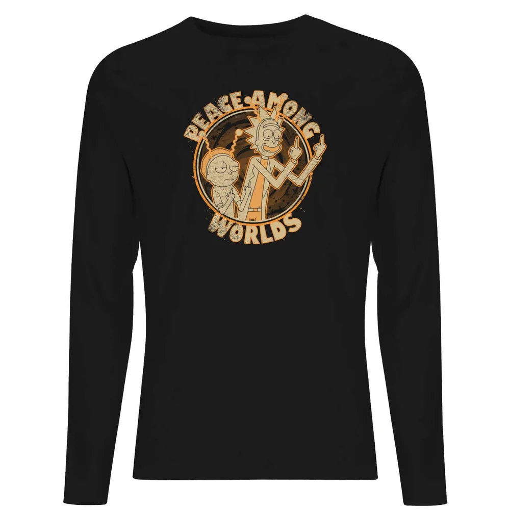 Rick and Morty Peace Among Worlds Unisex Long Sleeve T-Shirt - Black - S Afbeelding 1