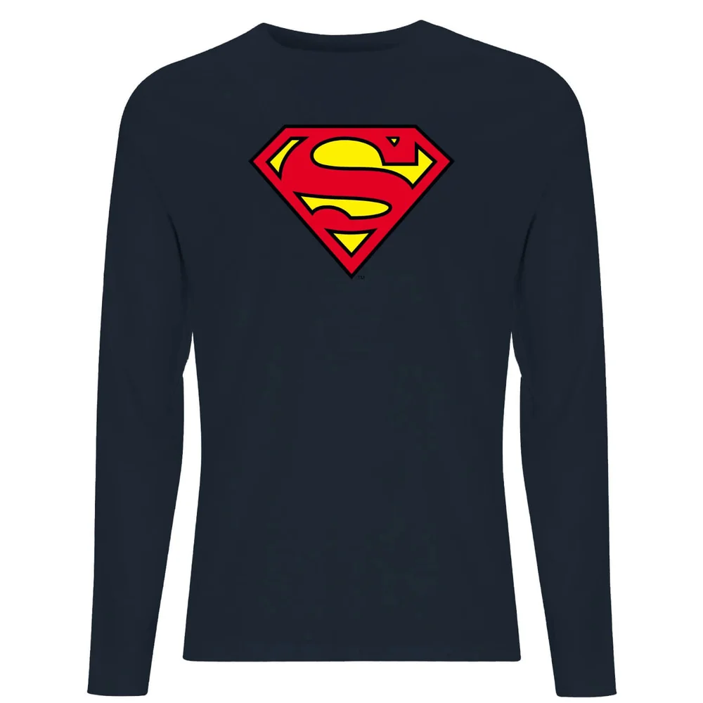 DC Official Superman Shield Unisex Long Sleeve T-Shirt - Navy - M Afbeelding 1