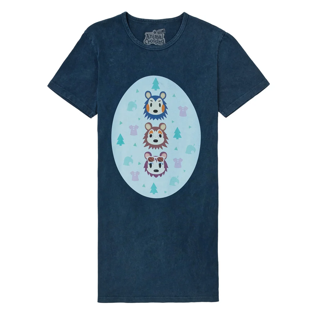 Nintendo Animal Crossing Able Sisters Women's T-Shirt Dress - Navy Acid Wash - XXL - Navy Acid Wash Afbeelding 1