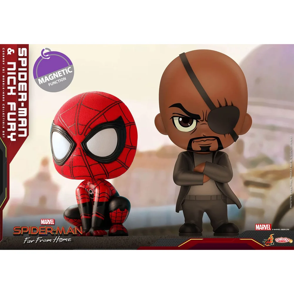 Hot Toys Cosbaby - Spider-Man: Far From Home (Maat S) - Spider-Man & Nick Fury (Set van 2) Afbeelding 1