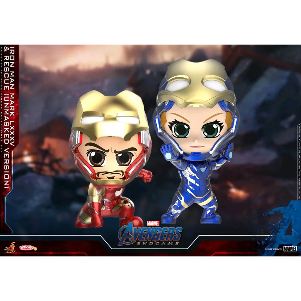 Hot Toys Cosbaby - Avengers: Endgame (Maat S) - Iron Man Mark 85 & Rescue (Open Masker Versie) (Set van 2) Afbeelding 1