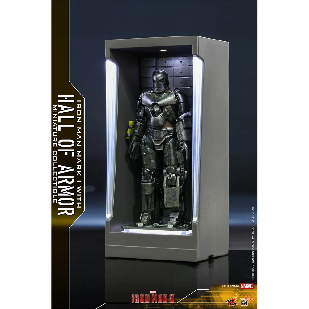 Hot Toys Movie Masterpiece Compact - Miniatuur Figuur: Iron Man 3 - Iron Man Mark 1 (met Hall of Armor) Afbeelding 1