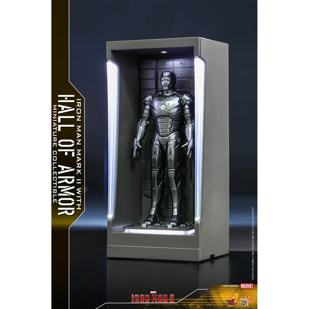 Hot Toys Movie Masterpiece Compact - Miniatuur Figuur: Iron Man 3 - Iron Man Mark 2 (met Hall of Armor) Afbeelding 1
