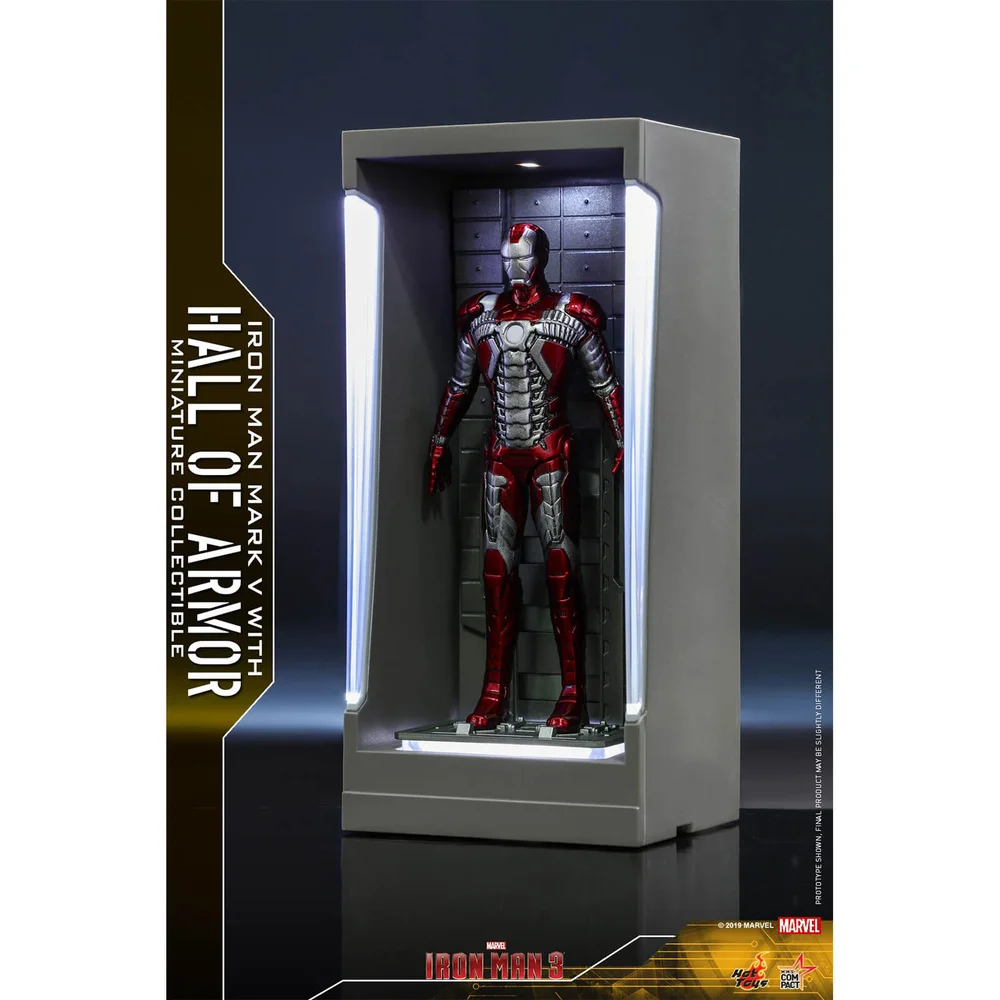 Hot Toys Movie Masterpiece Compact - Miniatuur Figuur: Iron Man 3 - Iron Man Mark 5 (met Hall of Armor) Afbeelding 1
