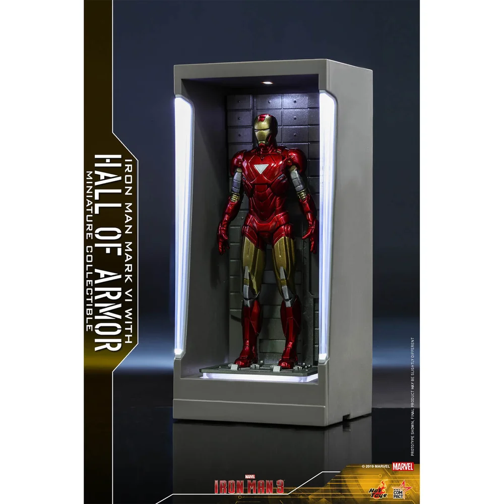 Hot Toys Movie Masterpiece Compact - Miniatuur Figuur: Iron Man 3 - Iron Man Mark 6 (met Hall of Armor) Afbeelding 1