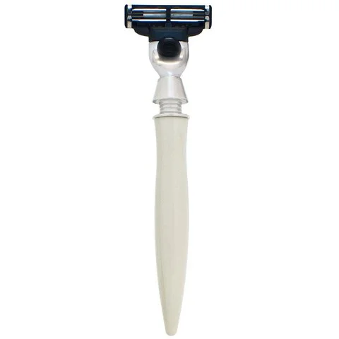 E-Shave 3 Blade Razor Plastic Handle White - Nikkel Afbeelding 1