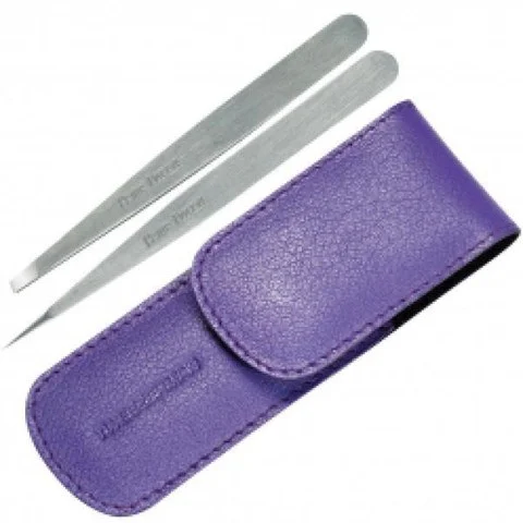 Tweezerman Petite Tweeze Set In Leather Case- Lavender Afbeelding 1