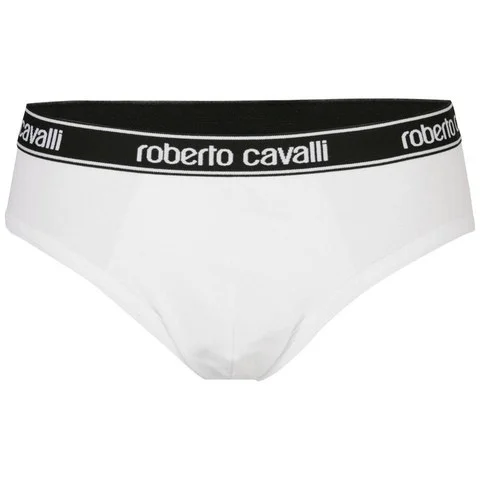 Roberto Cavalli Men's Monochrome Brief - White - XXS Afbeelding 1
