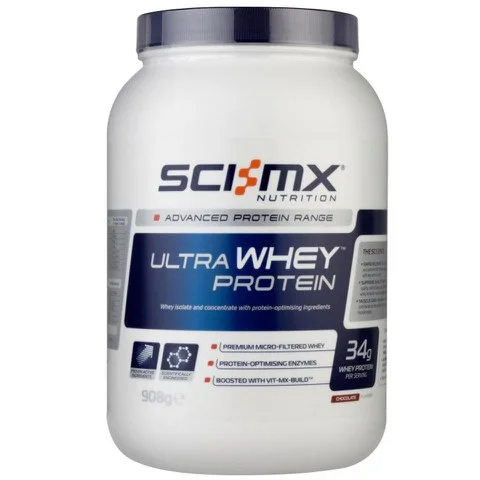 Sci-Mx 100% Ultragen Whey Protein - 908g - Pot - Chocolade Afbeelding 1