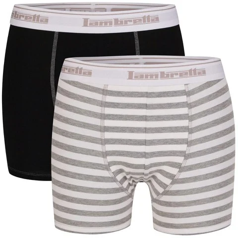 Lambretta Men's Two Pack Boxers - Black/Grey - S - Zwart/Grijs Afbeelding 1