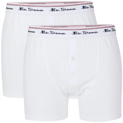 Ben Sherman Men's 2-Pack Cotton Boxer Shorts - White - S - Wit Afbeelding 1