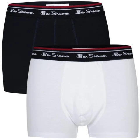 Ben Sherman Men's 2-Pack Boxer Shorts - Navy/White - S Afbeelding 1