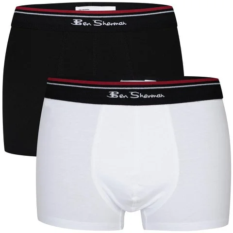 Ben Sherman Men's 2-Pack Boxer Shorts - Black/White - S - Black/White Afbeelding 1