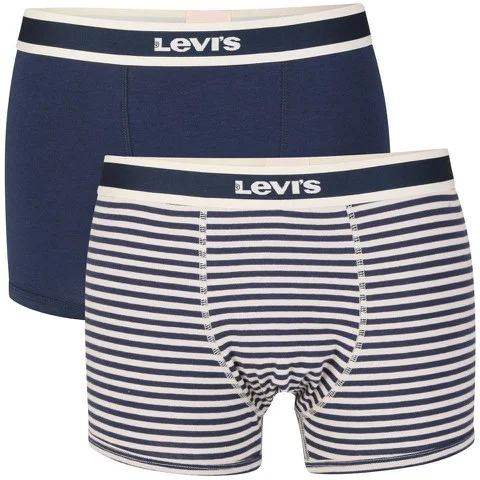 Levis Mens 2-Pack Antonio Boxer Shorts - Marineblauw/Wit - S - Navy/White Afbeelding 1