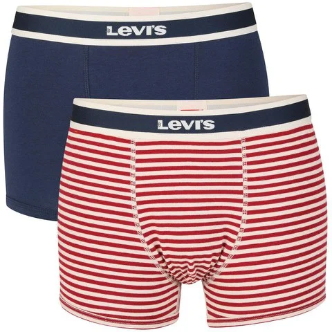 Levis Mens 2-Pack Antonio Boxer Shorts - Marineblauw/Rood - S - Navy/Red Afbeelding 1
